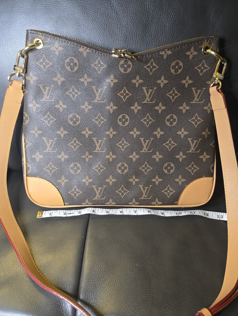 Monogram Canvas Shoulder Bag with Tan Trim/ Burgundy Interior